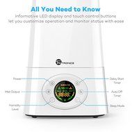 Cool Mist Humidifier with LED Display, TaoTronics Ultrasonic Air Humidifers with Large 5L Capacity, Adjustable...