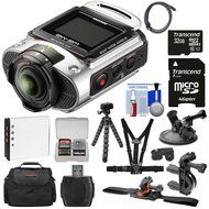 Ricoh WG-M2 Wi-Fi 4K Ultra HD Video Action Camera Camcorder (Silver) + Bike, Helmet, Suction Cup, &amp; Chest Mounts... N3
