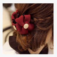 KAKA(TM) Women Girl Fashion Elegance Pink Rose Pearl Decorate Stretchy Hair Rope Band Accessories N2
