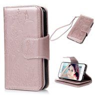 Badalink iPhone 7 Wallet Case (4.7") 9 Card Slots Plastic Mirror Flip Stand Case Embossed Flower Girl PU Leather... N11
