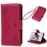 Badalink iPhone 7 Wallet Case (4.7") 9 Card Slots Plastic Mirror Flip Stand Case Embossed Flower Girl PU Leather... N12