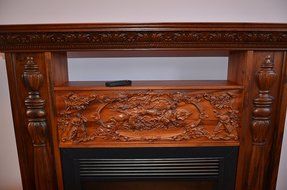 New Fireplace: Solid Wood Carved Mantel &amp; Electric Insert, Remote Control. N6