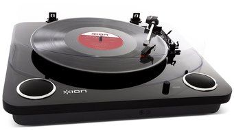 ION Audio Max LP | 3-Speed Belt Drive Turntable with Built-In Speakers &amp; 1/8" Aux Input (Glossy Piano Black) N11