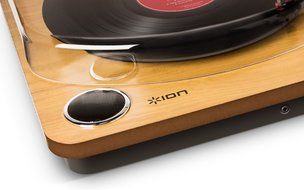ION Audio Max LP | 3-Speed Belt Drive Turntable with Built-In Speakers &amp; 1/8" Aux Input (Glossy Piano Black) N12