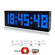 T Tocas Large Big Number LED Snooze Wall Desk Alarm Clock Thermometer Date Display (Blue) N3