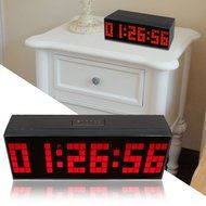 T Tocas Large Big Number LED Snooze Wall Desk Alarm Clock Thermometer Date Display (Blue) N4