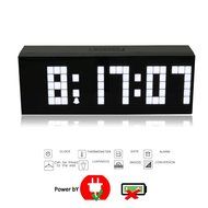T Tocas Large Big Number LED Snooze Wall Desk Alarm Clock Thermometer Date Display (Blue) N7
