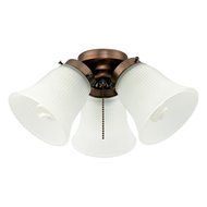 7781800 Three-Light Cluster 3-Inch Fitter Ceiling Fan Kit, Oil Brushed Bronze with Frosted Ribbed Glass Shades