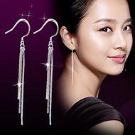 Womens 925 Sterling Silver Tassel long Ear Chain/Link Drop/Dangle Hook Earrings N3