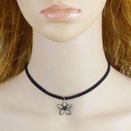 Women Hollow Flower Pendant Neck Black Velet Chain Choker Statement Necklace