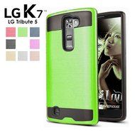 LG Tribute 5 Case, LG K7 Case, GreenElec [Brushed Metal Texture] Hybrid Dual Layer Protector Case Cover With [... N2