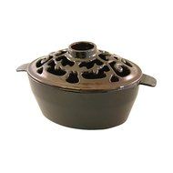 Woodeze Home Indoor Decorative Wood Stove Cast Iron Humidifier Small Filigree Steamer - Brown Majolica