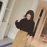 Spritech(TM) Fashion Women Basic Loose Knit Pullover Puff Sleeve Sweatshirt Sweater White N2