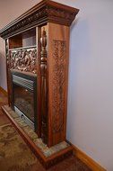 New Fireplace: Solid Wood Carved Mantel &amp; Electric Insert, Remote Control. N7