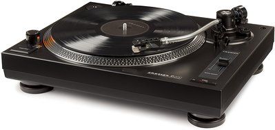 Crosley C200A-BK Direct Drive Turntable with S-Shaped Tone Arm, Black