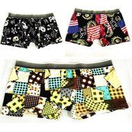 KAKA(TM) Men's Boxer Underwear Cartoon Pattern Breathable Absorbent Briefs 3-Pcs Set-(24-29inch/40-55kg)-L N6