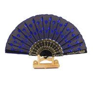 Folding Hand Fan Embroidered Sequin Wedding Prom Dance (Red) N4