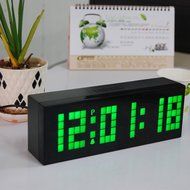 T Tocas Large Big Number LED Snooze Wall Desk Alarm Clock Thermometer Date Display (Blue) N9