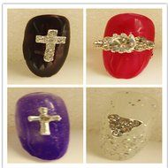 Evtech(tm) 12 Pcs Nail Decal Cross Heart Love Animal 3d Alloy Silver Fashion Style Nail Art Tool Carve Nail Sticker...