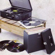 Electrohome Portable Vinyl Record Heavy Duty Carrying Case for 30+ Albums with Removable Lid (RT05) N4