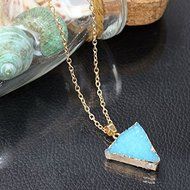 Gemstone Necklace Natural Crystal Mint Quartz Stone Triangle Pendant Jewelry