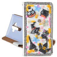 For ZTE ZMAX Z970 Hallowmas Theme Phone Case,Yaheeda 3D Handmade Stones Pumpkin Flower Skull Design PU Leather... N3