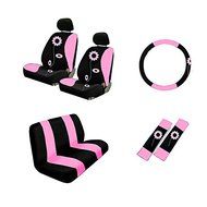 Brand New Set Pink Sunflower Car Seat Covers Steering Wheel Cover Belt Covers