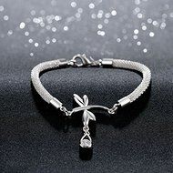Hot 925 Sterling SIlver Plated Women Dragonfly Swarovski Bracelet Bangle Jewelry N2