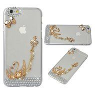 Spritech(TM) Bling Clear Phone Case For Iphone 7 Plus 5.5inch,3D Handmade Crystal White Flower Gold Butterfly...