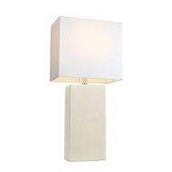 Elegant Designs LT1025-WHT Modern Genuine Leather Table Lamp, White by Elegant Designs