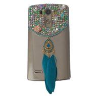 LG K7 Case,LG Tribute 5 Case,Yaheeda 3D Pearls Sparkle Plume Feather Chain Fashion Bling PC Hard Case for LG K7...