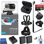 Gopro Hero 4 Silver 12 Piece On The Run Bundle Includes: Go Pro Hero4 Silver + Case + Chest Strap + Head Strap...