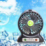 INVESCH Portable Lithium Battery Fan 4-inch Vanes 3 Speeds Rechargeable Desktop Fan (Black)