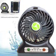 INVESCH Portable Lithium Battery Fan 4-inch Vanes 3 Speeds Rechargeable Desktop Fan (Black) N2