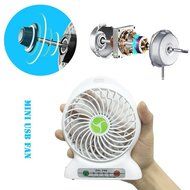 INVESCH Portable Lithium Battery Fan 4-inch Vanes 3 Speeds Rechargeable Desktop Fan (Black) N3