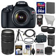 Canon EOS Rebel T5 Digital SLR Camera &amp; 18-55mm IS II &amp; 75-300mm III Lens &amp; Case + 64GB Card + Flash + Battery... N2