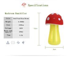 UnitedPlug 200ml Electric USB Mini Portable Travel Home Office Ultrasonic Air Cool Mist Humidifier Mushroom