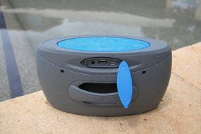 Miccus pool party SPX9: Rainproof, Water Resistant, Bluetooth Wireless Stereo Speaker System (Blue/Gray) N7