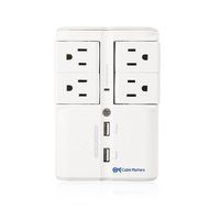 Cable Matters 6-Outlet Wall Mount Surge Protector with 2.4A Dual USB Charging N14