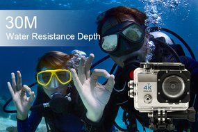 Homkm Q3H+ Basic 4K Full HD 1080p Action Camera MAX 30M Waterproof Camera 6 Glass + LED Lens 170&deg; Wide Angle (... N23