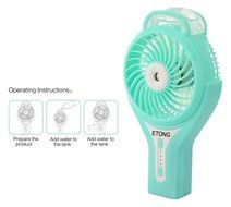 ETONG Portable Handheld USB Misting Fan Personal Cooling Mist Humidifier Rechargeable Mini Water Spray Cooling... N6