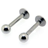 16G Silver Ball Labret Lip Monroe Bar STUD Ring Piercing Long 10mm 2pcs