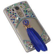 LG K7 Case,LG Tribute 5 Case,Yaheeda 3D Pearls Sparkle Plume Feather Chain Fashion Bling PC Hard Case for LG K7... N3