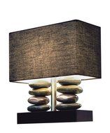 Elegant Designs LT1036-BLK Rectangular Dual Stacked Stone Ceramic Table Lamp, Black by All The Rages