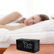 iTronics LED Dual Alarm Clock Radio with USB Charging, Digital AM/FM Radio, Snooze, Brightness Control and Battery... N5