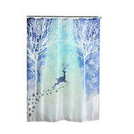 AutumnFall Winter Holiday Snowman Christmas Fabric Shower Curtain Digital Decor with Hooks (180cm180cm, F) N3