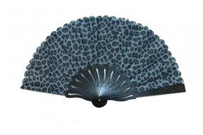 Leopard Style Hand Fan with Black Slab (Brown) N2