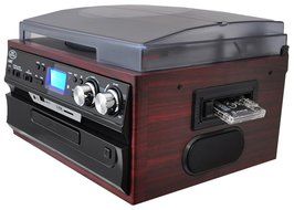 Pyle PTTCDS7U Classic Vintage Turntable with AM/FM Radio/Cassette/CD, USB/SD and Aux Input for iPod and MP3 Players... N5