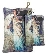 Set Madonna Virgin Mary Rosary Icon Pouch Tapestry Keepsake Pray Case Jerusalem