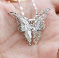 Women Lady Girl Silver Plated Butterfly SH Necklace Pendant CA Fashion